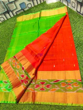 Contrast Border Violet Pochampally Silk Saree – Sundari Silks